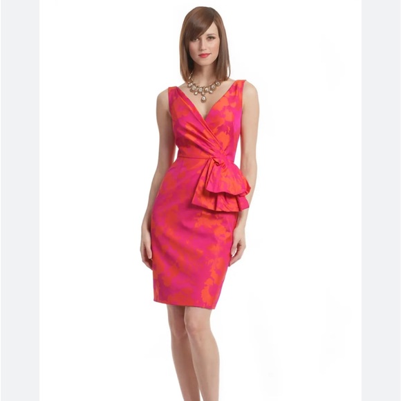 Lela Rose Dresses & Skirts - Lela Rose Fuchsia Pink Floral Tafetta Dress Sz 6
